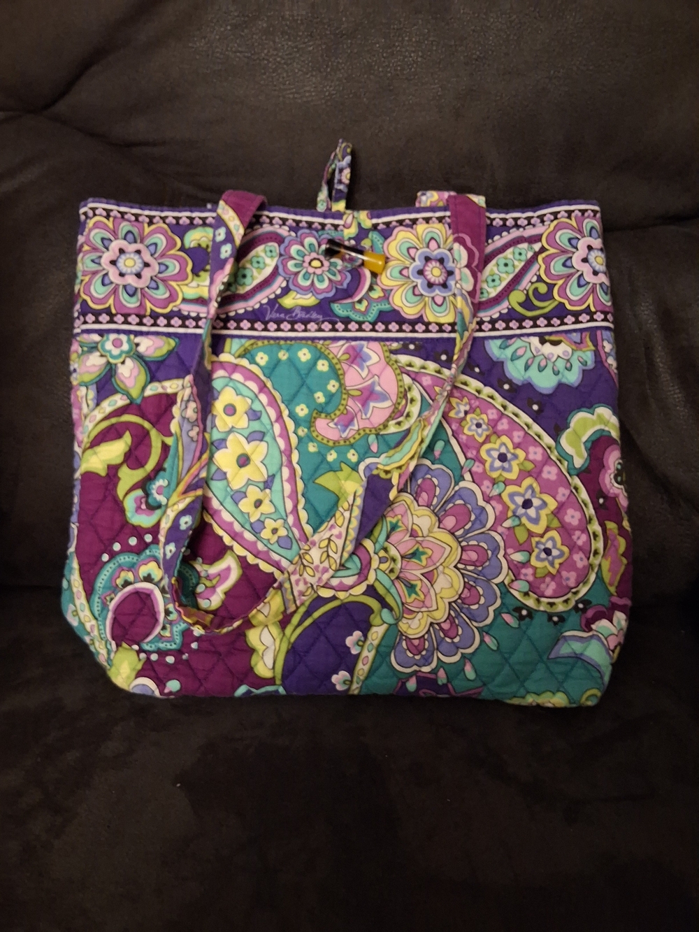 Vera Bradley Quilted Paisley Tote in Purple, Teal and Pink